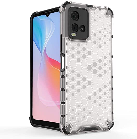 Vivo Y33s, Honeycomb Pattern Shockproof Original Case from CompuMisr - Transparent