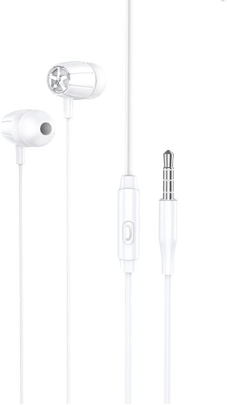 HOCO M88 - Graceful Universal wired Earphone with Mic (Length: 1.2m, Plug: 3.5mm) Compabitle with iPhone Samsung Xiaomi Oppo - White