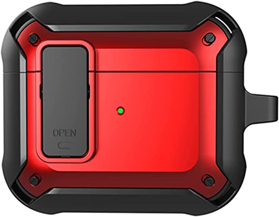 YUDIZWS Punk Mecha Charging Case - Suitable for Air Pod 1/2/3 / Pro Protection Pro Waterproof and Charging Plug, Red, AirPods Pro