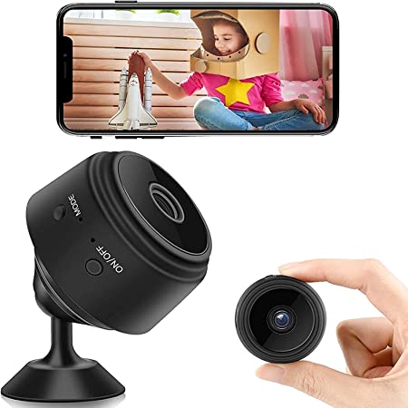 Mini Camera Nanny WiFi Camera with Audio, Home Surveillance Camera, Two-Way Voice and Video Call, 1080P IP HD Night Vision Motion Detection Reminder for Home Car Indoor Outdoor Security (Black-2)