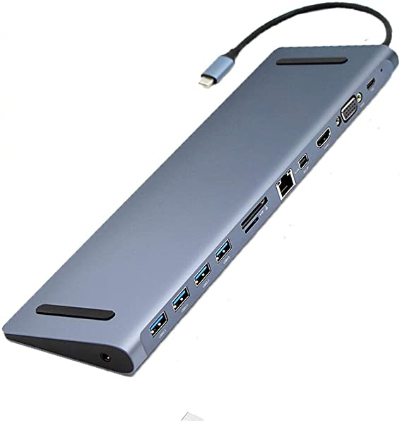 USB C to HDMI Adapter,4K USB C to HDMI, 2 USB 3.0 Ports,USB-C Power Delivery, Compatible with Mac Pro and Other Type C Laptops (USB-C-12-IN-1)