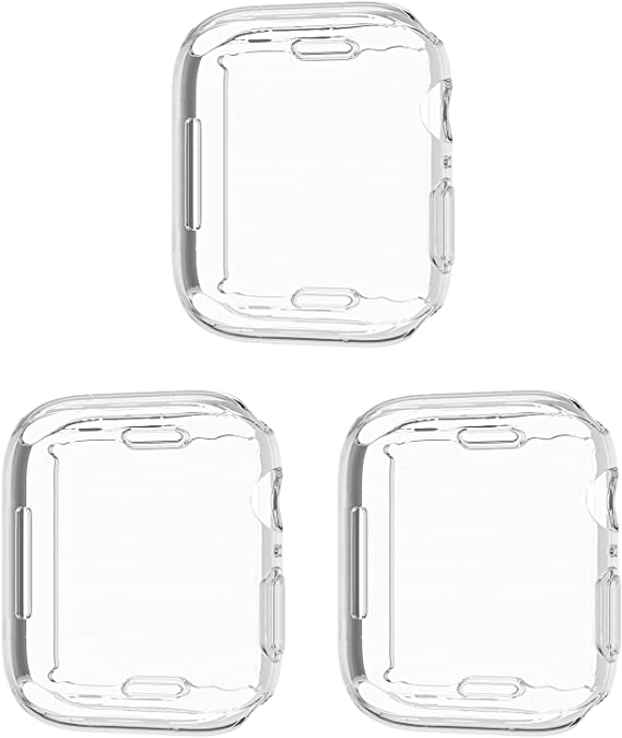 Cuteey 3 Pack Compatible for Apple Watch Series 7 45mm Screen Protector Case, All Round Full Protection TPU Cover Bumper for Apple Watch 7 Accessorries