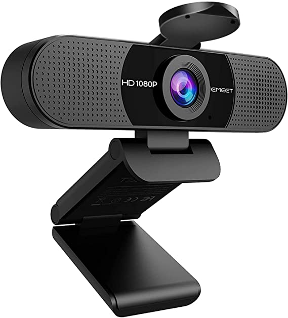 1080P Webcam with Microphone, eMeet C960 Web Camera, 2 Mics Streaming Webcam, 90°View Computer Camera, Plug & Play USB Webcam for Online Calling/Conference, Zoom/Skype/Facetime/YouTube, Laptop/Desktop