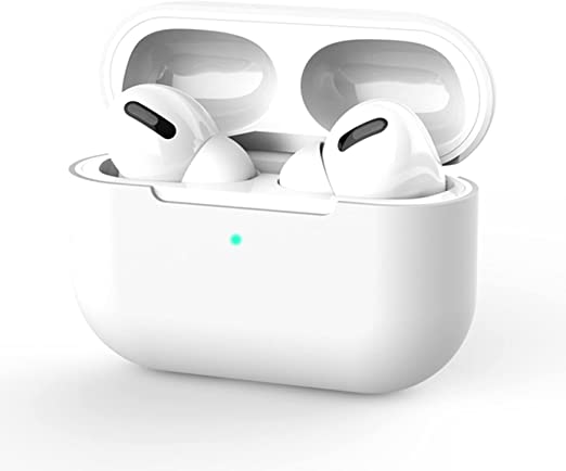 Airpods Pro Case Cover Compatible with Airpod pro, Silicone Case for Airpods pro for Women Men Girls Boys, Protective Airpod Pro Case Anti-Dust Strap Front LED Visible (White)