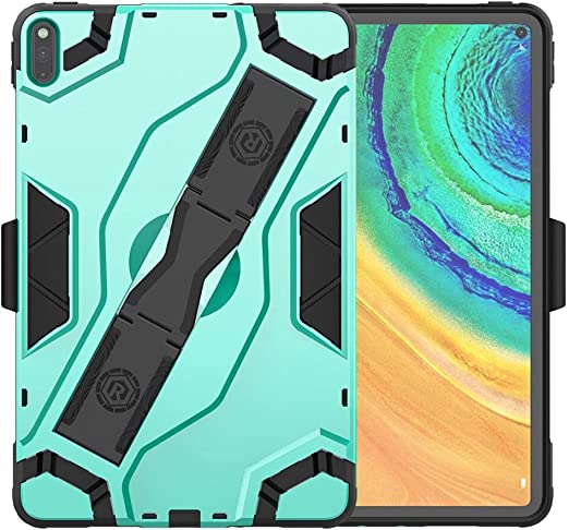 Escort Case Compatible with Huawei MatePad Pro 10.8 2021/2019 - Heavy Duty Rugged Shockproof PC&TPU Armor Bumper Portable Hand Strap & Stand Hybrid Cover Green