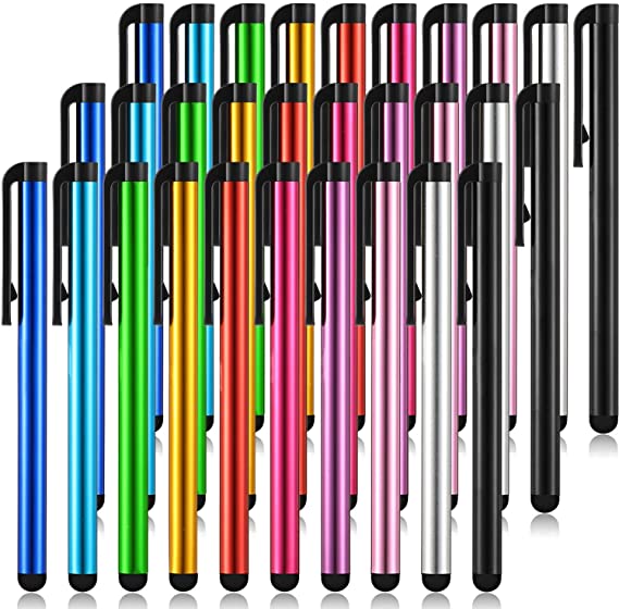 30 Pieces Stylus Pens Capacitive Slim Stylus Pens for Universal Touch Screens Devices, Compatible with iPhone, iPad, Tablet (10 Colors)
