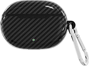 Beauenty Compatible Beats Studio Buds Case Carbon Fiber Texture Ultra Slim Shockproof Case Protective Cover with Keychain for New Beats Studio Buds 2021,Black