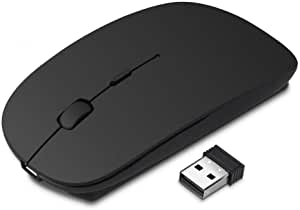 Karrong Wireless Mouse Rechargeable USB Wireless Mouse Quiet Click Wireless Mouse for Laptop PC Computer Black