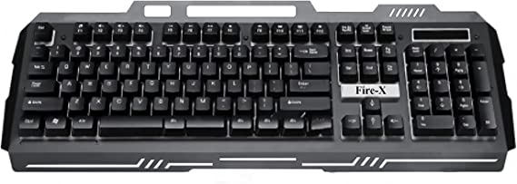 Fire.X FX-2000 Keyboard Gaming 7 Color Mixing light effect RGB 104 Keys Arabic And English - Black