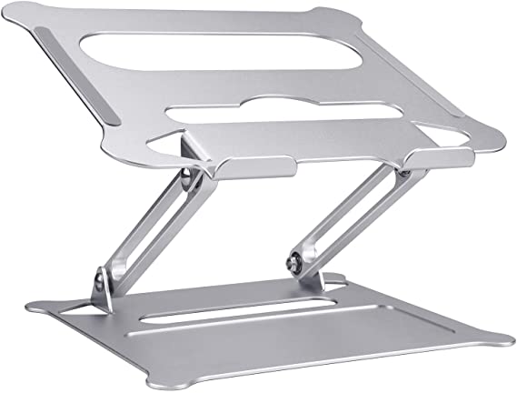 Adjustable Laptop Stand,Co-Goldguard Notebook Holder Ergonomic Raised Up Holder Ventilated Computer Cooling Stands for 10-17”Laptops Light Weight Aluminum-Silver