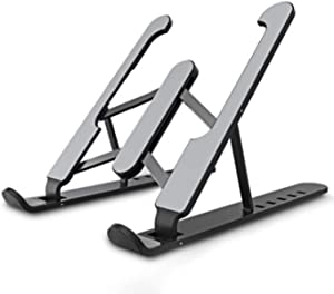 Laptop Stand, Portable Computer Laptop Mount Holder Foldable Desktop Tablet Holder Plastic Adjustable Laptop Riser Stand Compatible with MacBook Air Pro/iPad/Notebook, Black