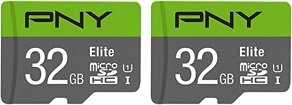 PNY 32GB Elite Class 10 U1 microSDHC Flash Memory Card 2-Pack - 100MB/s read, Class 10, U1, Full HD, UHS-I, micro SD