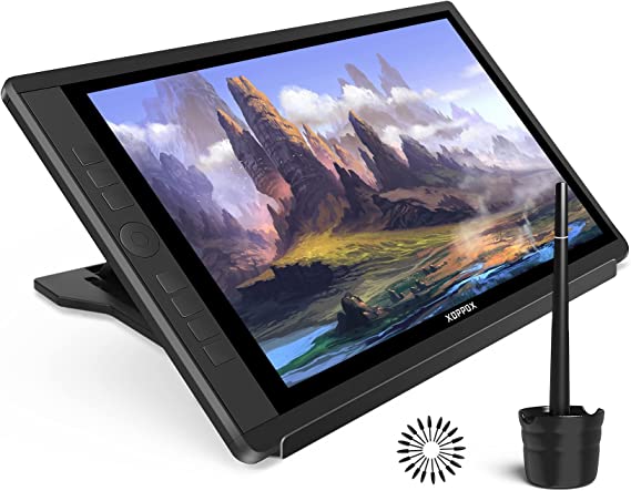 Drawing Tablet with Screen 15.6 Inch 2-in-1 Graphics Tablet Drawing Monitor Pen Display 1080P HD IPS Screen with Stand and 8192 Levels Battery-Free Stylus Compatible for Window/Mac