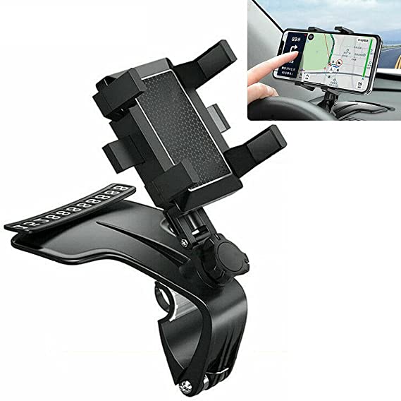 Car Phone Mount,JINYI Car Dashboard Phone Holder 360 Degree Rotation,Adjustable Spring Clip Cell Phone Holder,Compatible with iPhone12 11 pro/11 pro max, Galaxy, Moto and More