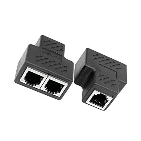 Ethernet Splitter, Ethernet Cable Splitter Ethernet Splitter 1 to 2 for Cat5 Cat5e Cat6 Cat6e Cat7 Cable and Supports Connecting Two Devices to The Network at The Same Time. (2 PCS) Black