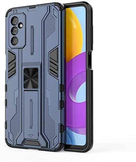 For Samsung Galaxy M52 5G Iron Man Rugged Shockproof Kickstand Cover - Heavy Duty Armor Shockproof Cover - Original New cover From GrabMobily - Blue