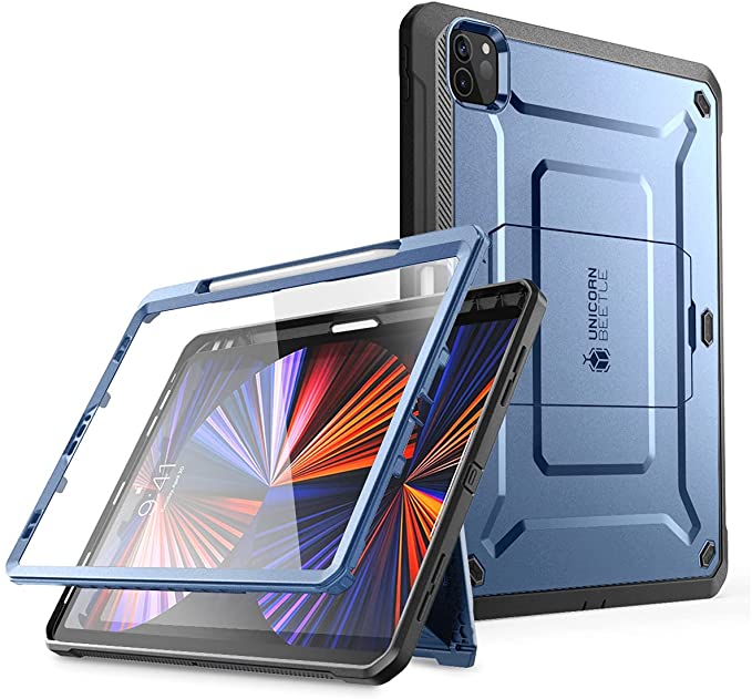SUPCASE Unicorn Beetle Pro Series Case for iPad Pro 12.9 Inch (2021 / 2020), Support Apple Pencil Charging with Built-in Screen Protector Full-Body Rugged Kickstand Protective Case (Tilt)