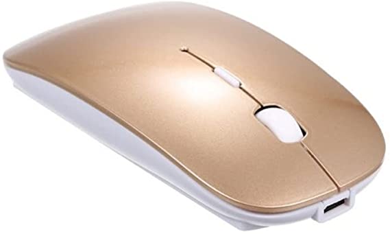 Bluetooth Mouse, Wireless Mouse, Rechargeable Bluetooth Mouse for MacBook pro/MacBook air/Laptop/iMac/iPad/pc, Slim Silent Mouse 2.4G Portable Mobile Optical Office Mouse(Golden)