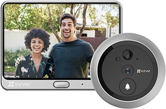 EZVIZ DP1C HD Wi-Fi Smart Door Viewer Camera with Built-in Chime Wireless Rechargeable Battery Powered Motion Detection Two-Way Talk 4.3-Inch Color Screen Night Vision with Mobile APP