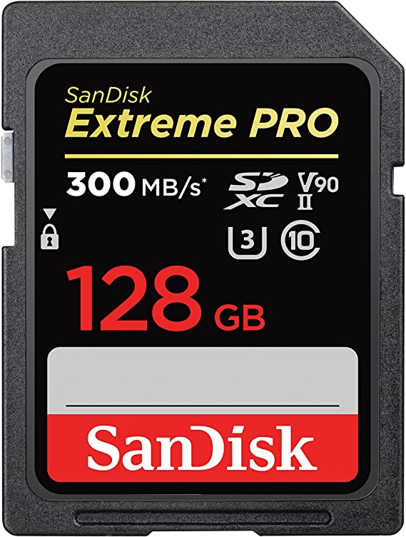 SanDisk 128GB Extreme PRO SDXC Memory Card up to 300MB/s, UHS-II, Class 10, U3, V90