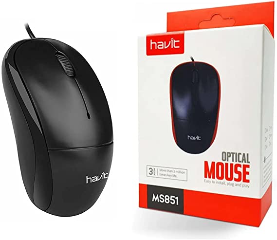 HAVIT MS851 Wired USB Mouse ,1000 DPI With Multi Hand Using,Black