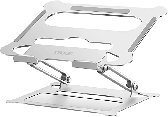 ykooe Adjustable Laptop Stand, Aluminum Ergonomic Laptop Holder, Foldable Laptop Riser with Heat Vent for Notebook Tablets Desktop Computer up to 17 inches