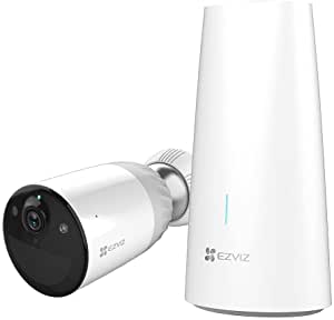 EZVIZ BC1 Wireless Outdoor Cameras 1080p Outdoor Battery Wi-Fi Camera, 365 Days Battery Life, Color Night Vision, Two Way Audio, 1 Camera Kit with 1 Base, Works with Alexa