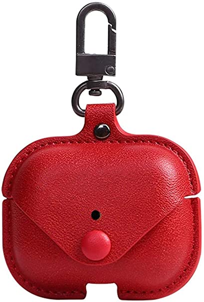 AirPods 3rd Generation Case (2021), Leather Protective Case Skin Cover with Keychain and Lock for Apple Airpods 3 Case Women Men (Red)