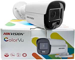 HIKVISION 2MP ColorVu Bullet Camera DS-2CE10DF0T-PF 3.6MM IP67 + USEWELL BNC DC, White