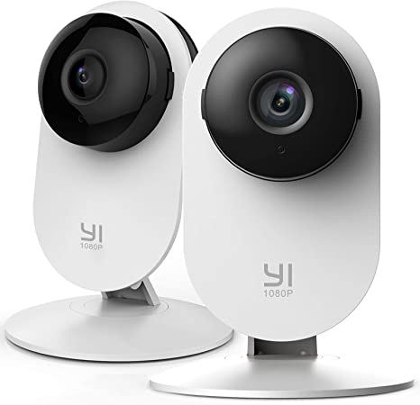 YI 2PCS Security Home CCTV Camera Baby Monitor, 1080p WiFi Smart Wireless Indoor Nanny IP Cam with Night Vision, 2-Way Audio, Motion Detection, Phone App, Pet Cat Dog Cam - Works with Alexa and Google