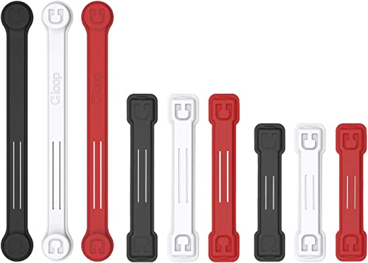 CLOOP Cord Keeper – 3 Small, 6 Large & 12 XL Set Magnetic Cable Organizer – Charging Cord Organizer, Cable Management, Headphones, USB, Home Appliance, Charger – Patented – (Assorted Colors)