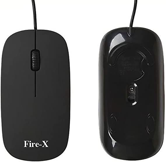 Fire.X FX-200 Optical Mouse Slim Mini 2.0 USB Wired For PC And Laptop Mac Or Windows Office - Black