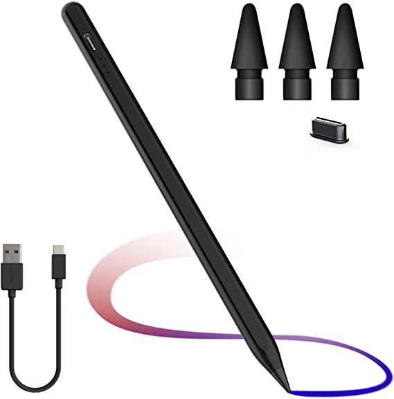 Stylus Pen Compatible with Apple Pencil, iPad Pro 11/12.9-inch, iPad Mini 5th/6th, iPad Air 3rd/4rd/5th, iPad 6th/7th/8th/9th, Apple Pen for iPad Painting Doodling, with Palm Rejection,Tilt (Black)