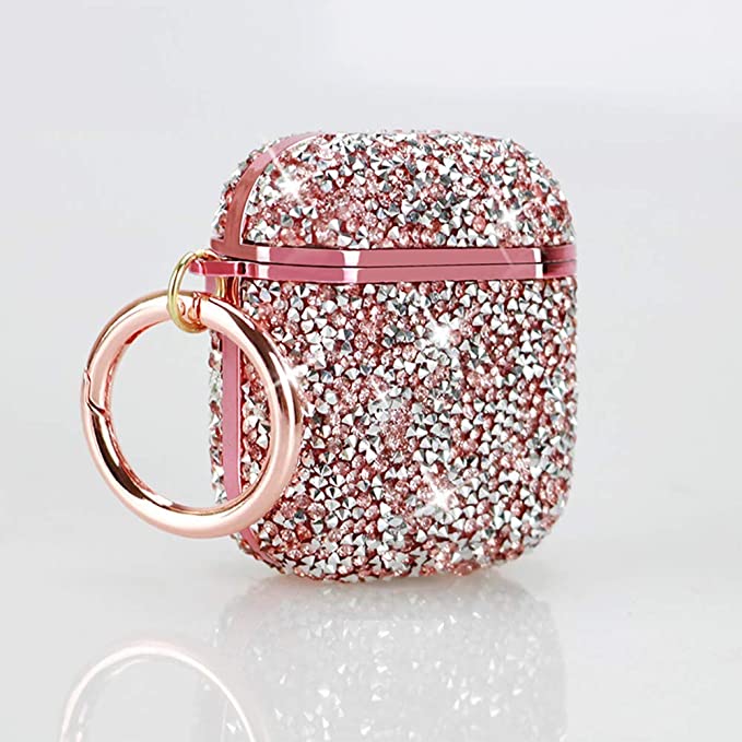 Superious Crystal Protective AirPod 3 Case has Drop Proof Protection, Wireless Charging, Bling, Glitter, and a Keychain with a Cute Twist; Compatible with Apple AirPods Case 3 (Pink)