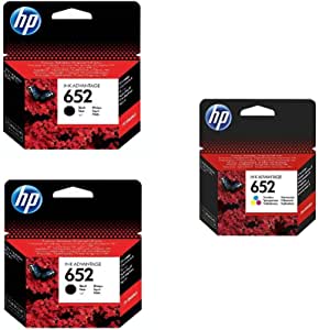 HP 652 2 Black Ink Cartridges and 1 Color Ink Cartridge Set