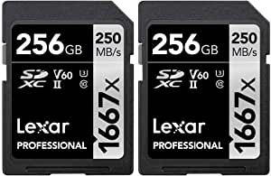 Lexar Professional SDHC/SDXC 1667x UHS-II 256gb Memory Card 2 Pack (LSD256CBNA1667)