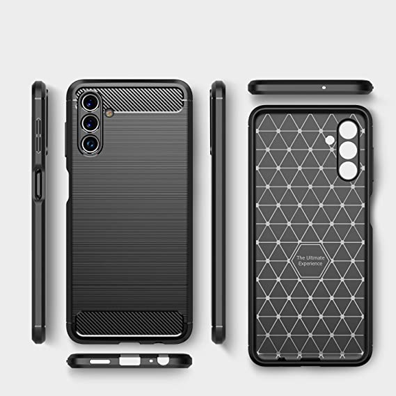 Case Compatible with Samsung Galaxy A13 5G, Premium quality Case From GrabMobily -,Silicone Shockproof Cover Durable Ultra Thin Carbon Fiber Brushed Protection Case -Slip-Resistant - Black