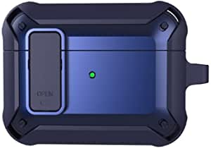 MOXUEOR [Secure Lock] Armor Airpods Pro Case, Shockproof AirPods Pro Cover Cool Pro Case Designed for Apple Air Pod Wireless Pro Cases for Men Women (Blue)