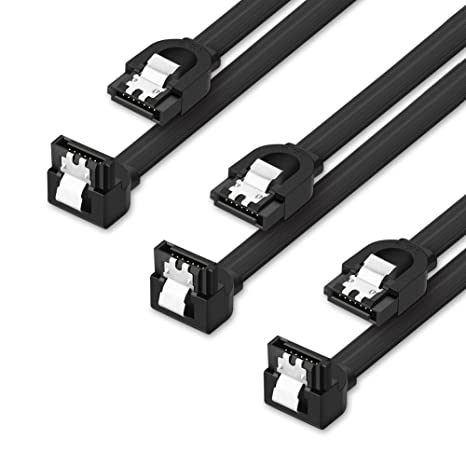 UGREEN SATA Cable, 45cm SSD SATA III Cable, 6Gbps SATA 3 Data Lead with 90 Degree Angle and Locking Latch for Serial ATA SSD, HDD, PC Motherboard, DVD Drive etc, 3 Pack, Black