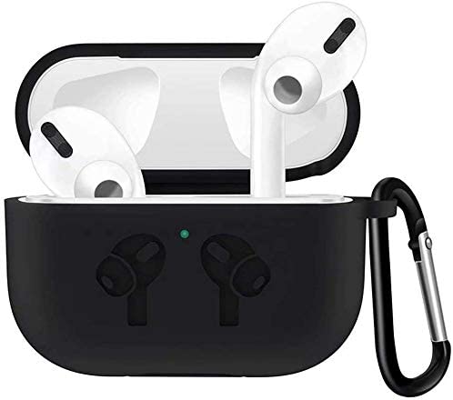 Airpods Pro Case 2019, Premium PU Leather Portable Protective Shockproof Lightweight Luxury Soft Cover with Keychain [Front LED Visible] Compatiable with Apple Airpods Pro/3 - Black