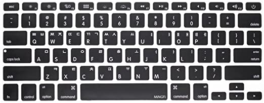 MiNGFi Korean Keyboard Cover for MacBook Pro 13" 15" 17" Aluminum Unibody and MacBook Air 13" USA Keyboard Layout Silicone Skin - Black