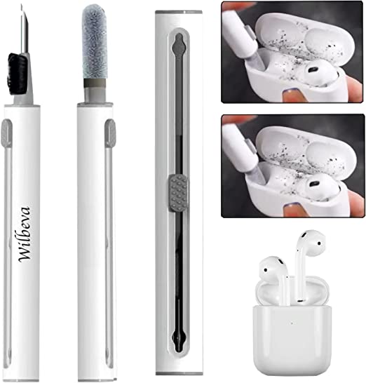 Bluetooth Earphones Cleaner Kit, Wilbeva Multifunction Cleaning Pen Compatible with Airpods Pro 1 2 Samsung MI Android Earbuds, Headphones Case Cleaning Tools with Soft Brush