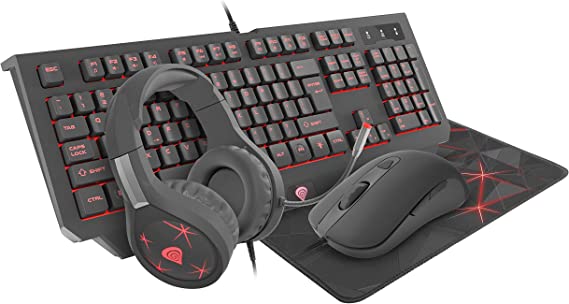 Genesis GAMING COMBO SET 4 IN 1 GENESIS COBALT 300 KEYBOARD, MOUSE, HEADPHONES, MOUSEPAD US LAYOUT