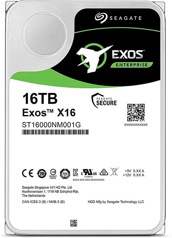 Seagate 16TB Exos X16 7200 rpm SATA III 3.5" Internal HDD