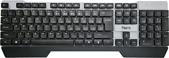 Point PT-775 Rainbow Light RGB Arabic and English Words Gaming Keyboard - Black White