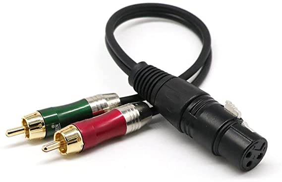 1.15ft./35cm Connector Stereo Microphone 1 XLR Female To 2 RCA Male Audio Cable Y Splitter Patch