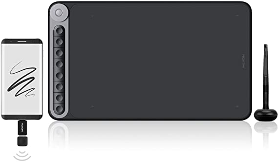 HUION Inspiroy Dial Q620M Wireless Graphic Drawing Tablet,10 x 6 Inch, 8 Press Keys and Dial Controller, ±60° Tilt Function, Android Supported, Ideal Use for Distance Education and Web Conference