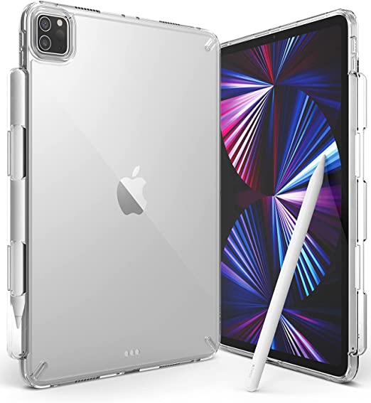 Ringke Fusion Case Compatible with iPad Pro 11 Inch 2021, Clear Shockproof TPU Bumper Hard PC Back Cover with Overcharge Protection Pen/Pencil Holder - Clear