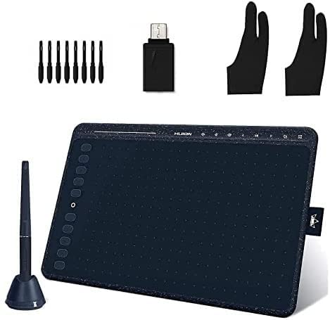 2022 Graphics Drawing Tablet Android Supported Pen Tablet Tilt Function Battery-Free Stylus 8192 Pen Pressure with 8 Multimedia Keys 10 Express Keys and Touch Strip(Starry Blue)