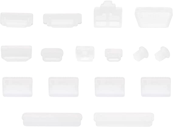 sourcing map Silicone Anti-Dust Port Stopper Plug Cover Clear for PC Laptop Notebook Computers 2 Sets (16pcs/Set)
